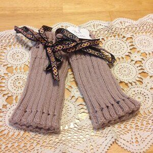 Boot Cuffs, knit with tie top, 7 1/2" total length